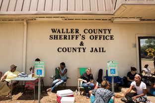 Vigil at the Waller Co. sheriff's office in Hempstead, Texas for Sandra Bland, the 28-year-old woman who died in the jail days after arriving in the area to start a new job, on July 17, 2015.