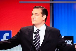 Texas Senator and GOP presidential hopeful Ted Cruz at the GOP debate in Cleveland, Ohio on August 6, 2015.