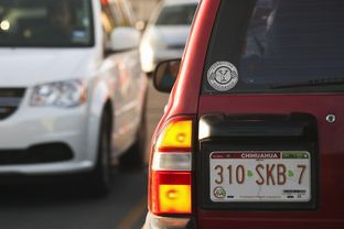 A vehicle with Chihuahua State, Mexico, license plates turning onto Loop 375 in El Paso on Aug. 20, 2012.