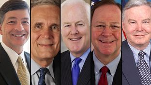 From left: U.S. Rep. Jeb Hensarling, R-Dallas; U.S. Rep. Lloyd Doggett, D-Austin; U.S. Sen. John Cornyn, R-Texas; U.S. Rep. Bill Flores, R-Bryan; and U.S. Rep. Joe Barton, R-Ennis.