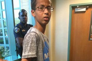 A photo of Irving teenager Ahmed Mohamed being taken into custody has gone viral.