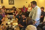 U.S. Sen. Ted Cruz, R-Texas, holds a meet and greet at a Pizza Ranch restaurant Monday in Rockwell City, Iowa. While campaigning for president earlier in the day in Fort Dodge, he said it would be "lunacy" for party leaders to mess with the 2020 primary schedule.