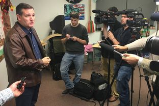 U.S. Sen. Ted Cruz speaks with reporters during an event in Iowa on Nov. 28, 2015. (Photo by Patrick Svitek)