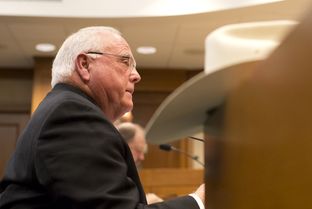 Texas Agriculture Commissioner Sid Miller during a Senate Committee on Agriculture, Water & Rural Affairs hearing on Dec. 8, 2015.