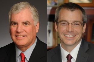 Texas Supreme Court Justice Paul Green (left) is facing a Republican primary challenge from Rick Green.