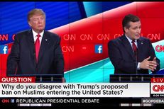 GOP presidential contenders Donald Trump and U.S. Sen. Ted Cruz at the CNN debate in Las Vegas, Nevada on Dec. 15, 2015.