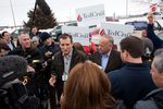 U.S. Sen. Ted Cruz speaks to members of the press before a campaign speech at Kings Christian Bookstore in Boone, Iowa, on Jan. 4, 2016. Cruz kicked off a six-day, 28-county bus tour across Iowa in a push to reach out to voters before the state's first-in-the-nation caucus on Feb. 1.