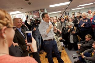 U.S. Sen. Ted Cruz speaks to a crowd gathered at Kings Christian Bookstore in Boone, Iowa, on Jan. 4, 2016. Cruz kicked off a six-day, 28-county bus tour across Iowa in a push to reach out to voters before the state's first-in-the-nation caucus on Feb. 1. (Photo by Rebecca F. Miller)