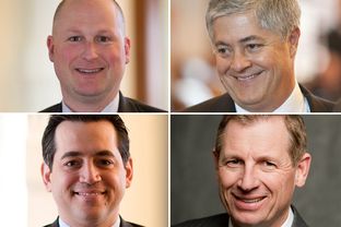Clockwise, from top left: Republican state Reps. Tony Tinderholt of Arlington, John Frullo of Lubbock, Byron Cook of Corsicana and Matt Rinaldi of Irving.