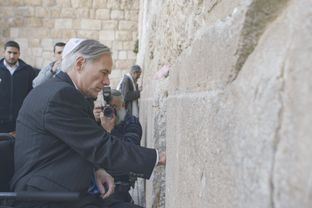 Gov. Greg Abbott at the Western Wall in Jerusalem during a visit to Israel on Jan. 18, 2016.
