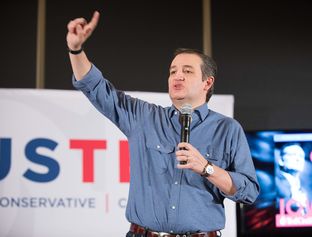 U.S. Sen. Ted Cruz of Texas fires up a crowd of evangelicals in West Des Moines, Iowa, on Jan. 27, 2016, on the eve of the final Republican debate before the caucuses.