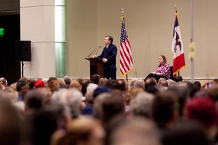 Sen. Ted Cruz speaks at a Republican caucus held at the DoubleTree in downtown Cedar Rapids, Iowa on February 1, 2016.