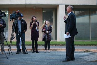 Epidemiologist Senior Jeffery Taylor of Austin/Travis Country Health and Human Services speaks to the media follwing one Zika virus case confirmation in Austin on February 4, 2016.