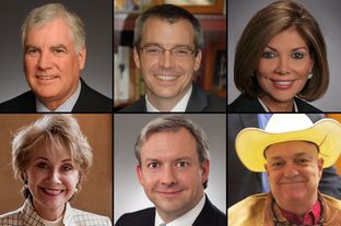Left to right, top to bottom: Paul Green, Rick Green, Eva Guzman, Debra Lehrmann, Michael Massengale, and Joe Pool.