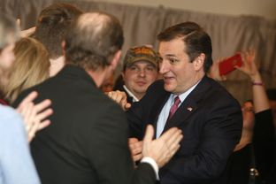 Republican Presidential Candidate and Texas Sen. Ted Cruz speaks with supporters in Hollis, New Hampshire after his third place finish in the primary on Feb. 9, 2016.