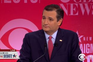 U.S. Sen. Ted Cruz is shown at the Republican presidential debate in Greenville, S.C., on Feb. 13, 2016.