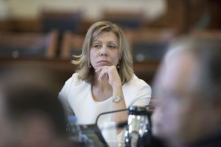Sen Joan Huffman, chair of the Senate Committee on State Affairs, listens to testimony on the affirmation of First Amendment liberty protections in Texas from invited witnesses on Feb. 17, 2016.
