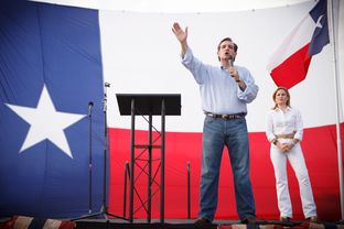 Republican primary Senate Candidate Ted Cruz with wife Heidi during a campaign rally.