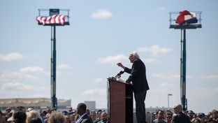 Vermont Senator and presidential hopeful Bernie Sanders speaks to supporters in Austin, Texas on Feb. 27, 2016.