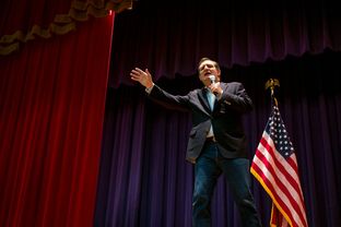 Ted Cruz campaigns in San Antonio a day ahead of Super Tuesday, Feb 29, 2016.