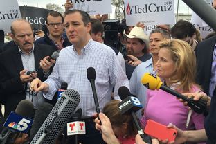 GOP presidential candidate Ted Cruz spoke to reporters on March 1, 2016, in Houston after voting in the Texas primary.