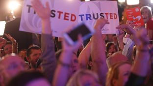 Supporters wait for U.S. Sen. Ted Cruz to take the stage at the Redneck Country Club in Stafford, Texas on the evening of the Texas primary on Mar. 1, 2016.