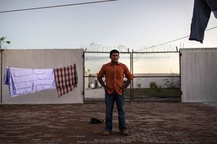Marcus Francisco Valencia Rodriguez, 19 years old, in the courtyard at the Casa del Migrante migrant shleter in Matamoros, Mexico, on Nov. 2, 2015.