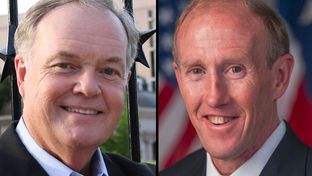 Republicans Wayne Christian (left), and Gary Gates (right) are facing off in a May 24 primary runoff for Texas railroad commissioner.