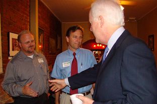 John Higgins, chief of staff to state Rep. Tim Kleinschmidt, can be seen on the far left of this photo with U.S. Sen. John Cornyn. Higgins pleaded guilty following a Travis County District Attorney Public Integrity Unit investigation into improprieties involving travel reimbursements.