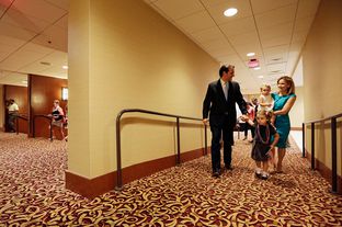 Texas Republican candidate for US Senate, Ted Cruz, with daughter with his family, Tuesday, May 29, 2012 at the JW Marriott hotel in Houston, Texas.