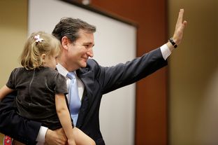 U.S. Senate candidate Ted Cruz with his daughter at the JW Marriott hotel in Houston on May 29, 2012.