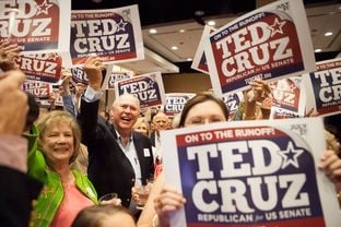 Ted Cruz supporters at his election night watch party in Houston on July 31, 2012.