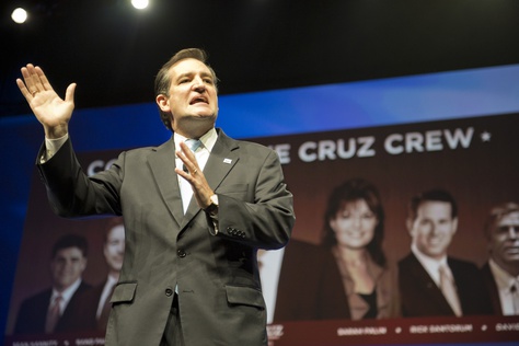 U.S. Senate candidate Ted Cruz speaks to Republican Convention delegates on the final day June 9, 2012.
