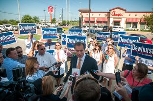 US Senate Candidate David Dewhurst outside Chick-Fil-A in Austin, TX on July 30, 2012