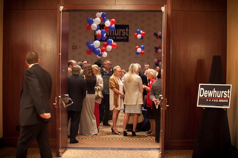 Supporters arrive to the primary watch party of Texas Lt. Gov. David Dewhurst - Houston, Tuesday May 29, 2012.