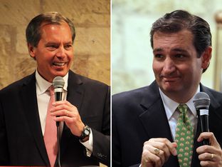 Lt. Gov. David Dewhurst and Ted Cruz speak at the Republican Women of Kerr County luncheon at Inn of the Hills in Kerrville, June 15, 2012.