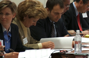 Members of the freshmen class of 2011 at their new member orientation in December 2010.