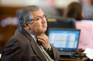 Texas state Sen. Mario Gallegos (D-Houston) is shown in the Texas Senate chamber on May 4, 2011.