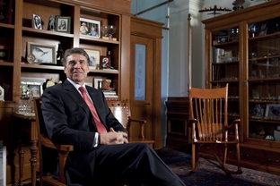 Gov. Rick Perry in his Capitol office on Feb. 21, 2012, a month after leaving the presidential race.