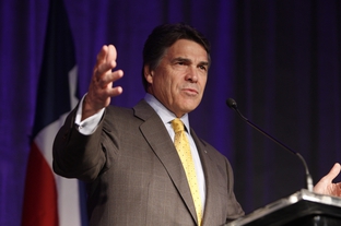 Gov. Rick Perry at a Texas Association of Broadcasters conference in Austin on Aug. 12, 2010