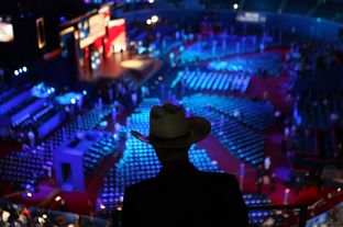 Texas delegate checks out the floor of the convention space before events begin at the Tampa Bay Times Forum in Tampa, Florida, on Wednesday August 29, 2012 on the third day of the Republican National Convention events.