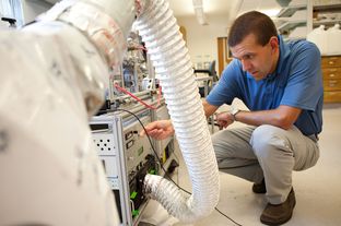Robert J. Griffin, a soot expert at Rice University in Houston, in his on-campus lab on Wednesday, June 20, 2012.