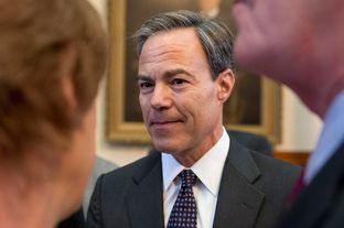 Texas House Speaker Joe Straus chats with supporters after giving his acceptance speech at the opening day of the 83rd Texas Legislature on Jan. 8, 2013.