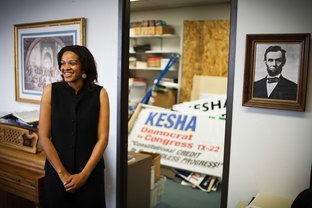 Kesha Rogers, a LaRouche candidate running in the Democratic primary for U.S. Congress District 22 once held by Tom Delay, at a LaRouche office in Houston Monday, March 19, 2012.