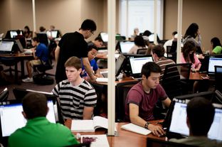 University of Texas at Arlington students work on college algebra in the university's new "math emporium" on Aug. 29, 2012.