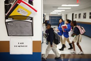 Students entering the classroom at Yes Prep, a public charter school system with 11 campuses serving 7000 students in low income areas of Houston.