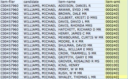 FEC data has strange characters representing negative numbers.