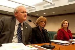 From left to right: Garry Adams, Sarah Kerrigan, and Aliece Watts at the House Public Safety Committee hearing.