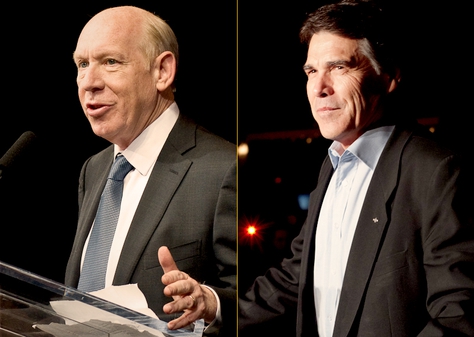 BIll White, Rick Perry at their Primary 2010 reception speeches.