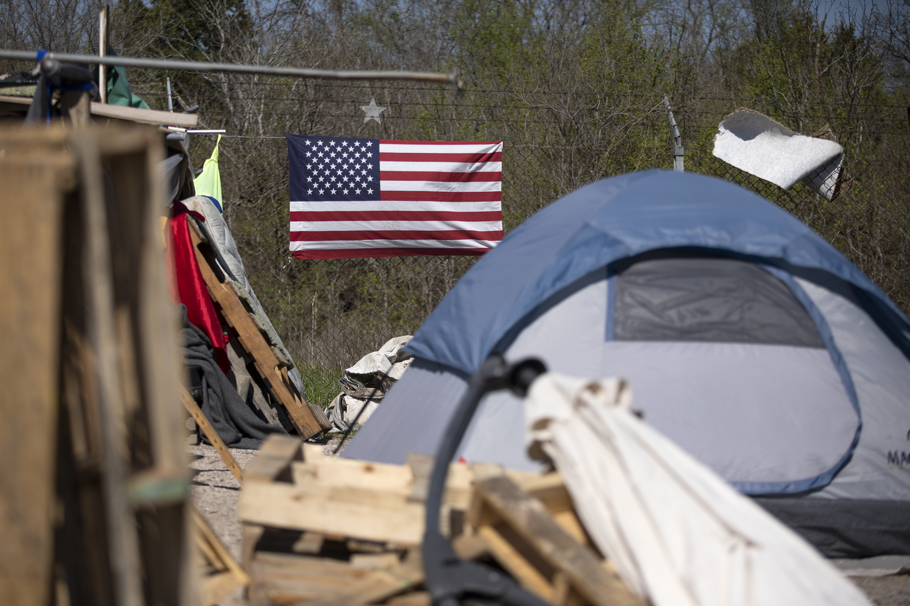 Tents at the state-run homeless encampment off of U.S. Highway 183 in Austin on Feb. 25, 2020.